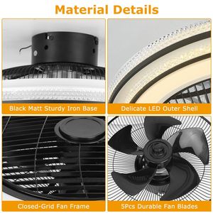 Ventilatore da Soffitto LED 30W con Luce, Lampada a Sospensione 20.5 Pollici, 3 Velocità Ventilatore, Telecomando, Timer, Controllo APP - Product Image 5