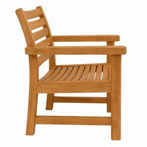 Chaise de jardin d'extérieur en teck massif, design contemporain, écologique, durable, imperméable, confortable, à lattes verticales, pour villa et parc - Product Image 2
