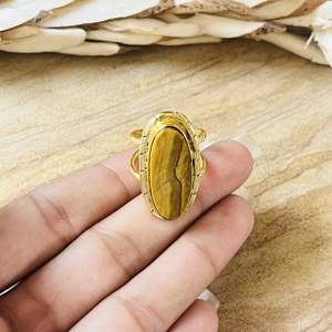 Luxury Style High Demand Boho Tiger Eye <b>Rings</b> Chunky Brass <b>Ring</b> Womens 18k Gold Plated Oval <b>Statement</b> <b>Ring</b> For Wholesale/OEM/ODM - Product Image 2