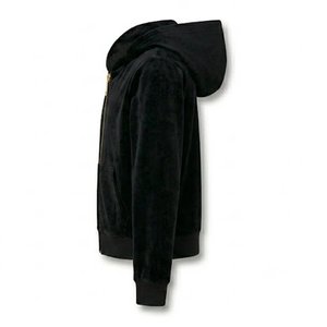 Nouveau sweat-shirt à capuche zippé en velours noir pour femme, avec logo personnalisé, manches longues, couleur unie, coupe classique, respirant, idéal pour l'automne - Product Image 3