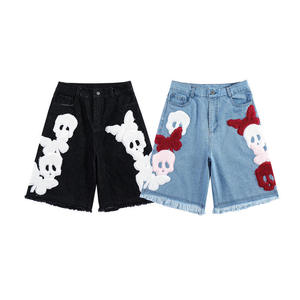 Shorts en jean décontractés pour hommes, style vintage été 2026, personnalisables, avec logo brodé, écologiques, coupe ample, style urbain, vente en gros - Product Image 3