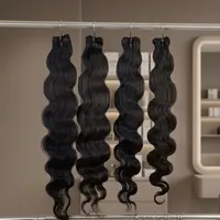 Cheveux humains Remy en vrac, noir naturel, longs, ondulés, tissage de cheveux Remy
