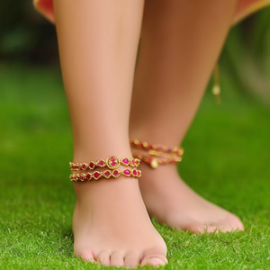 18K Gold Plated Copper Anklet Simple Wedding Foot Jewelry for Women - Product Image 3