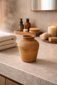 Florero de Mimbre Tejido a Mano, Maceta Decorativa Rústica de Mimbre para Decoración de Sala de Estar Estilo Boho o Casa de Campo - Product Image 1