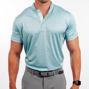Polo de Hombre Azul Claro con Estampado de Plátanos, Manga Corta, Tejido de Poliéster, Informal, Transpirable, Ropa de Golf - Product Image 1