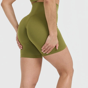 Short de sport taille haute pour femme, sexy, avec effet froncé aux fesses, legging court de yoga, compression sans couture, short de fitness - Product Image 2