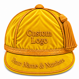 Casquettes d'honneur de qualité supérieure, style anglais, couleur jaune, avec passepoil doré et pompons tressés, protection solaire - Product Image 1