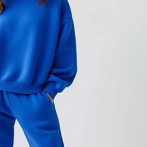 Best Design Women Casual Autumn Hooded Sweat Suit 2-Piece Set Flare Pants Custom Made Fleece Tracksuit 100% Breathable Solid - Product Image 3