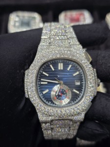 Montre de luxe pour homme en acier inoxydable, style hip-hop, tendance, avec diamants Moissanite VVS sertis pavé, mouvement automatique - Product Image 1