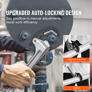 Chiave a Tubo Dritta in Alluminio da 18 Pollici con Regolazione Automatica della Fissaggio, Design Ergonomico Facile da Trasportare, Testa Flessibile per Idraulica - Product Image 2