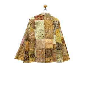 New Arrival 100% Silk Indian Handmade Boho <b>Quilted</b> <b>Jacket</b> for Women Patch Work Coats Stripe Rivet Printed Techniques Women Fit - Product Image 6