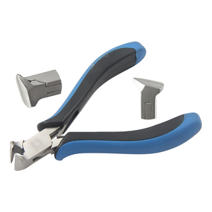 Mordazas lisas de 120mm, resorte, extremo de cabeza oblicua negra azul/cortador superior, manijas ergonómicas para corte de joyería, prensado/pesca en caja - Product Image 1