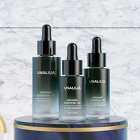 Botol Serum Minyak Esensial Kaca Silinder Hijau Doff 20ml 30ml 50ml Custom Kosmetik dengan Bahu Rata dan Pipet Tetes, Dicetak Sablon