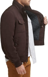 Chaqueta Bomber de Invierno para Hombre de Alta Calidad, Estilo Universitario, con Cierre, Cuello Alto, Diseño Varsity con Bolsillos, en Lona y Satén - Product Image 3