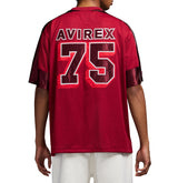 เสื้อยืดคอกว้างแขนสั้นทรงสปอร์ตสีแดงสำหรับผู้ชาย Avirex แห้งเร็ว ทรงปกติ รับผลิตแบบ OEM ODM - Product Image 4