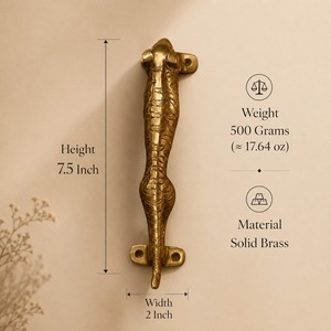 Poignée de porte en laiton artisanale Shubham avec technique de moulage, design animal, style panthère royale - Product Image 2