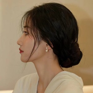 925 <b>Fine</b> <b>Stud</b> <b>Earrings</b> Simple Elegant Temperament Mother-Child Size Black Freshwater & Balance Pearls Natural Beauty - Product Image 3