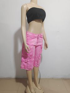 Pantalones Cortos de Mezclilla de Moda Urbana con Bolsillos, Estilo Casual de Verano, Tipo Biker, de Diseñador, Holgados, Cargo, para Mujer - Product Image 2