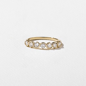 Bague en or jaune massif 14 carats avec rangée de diamants ronds brillants cultivés en laboratoire, bijoux tendance pour femmes, mariage et anniversaire - Product Image 1