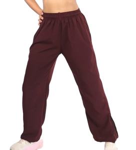 Pantalon de jogging personnalisé en coton uni respirant, pantalon de jogging brodé en polaire vierge, pantalon de survêtement avec cordon de serrage, pantalon pour homme évasé - Product Image 1