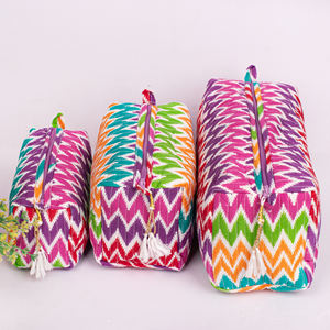 กระเป๋าใส่เครื่องสำอางผ้าฝ้ายพิมพ์ลายโบฮีเมียนสีสันสดใสแบบรักษ์โลก ใช้ซ้ำได้ น้ำหนักเบาอเนกประสงค์ ทนทาน เหมาะสำหรับการเดินทาง - Product Image 1