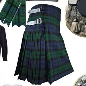 Ensemble de kilt en satin patchwork pour femmes, tenue écossaise décontractée à taille basse, avec accessoires de différentes couleurs - Product Image 5