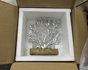 Sculpture en métal corail sur base en bois, décoration côtière artisanale, art de table, design feuillage pour salon - Product Image 5