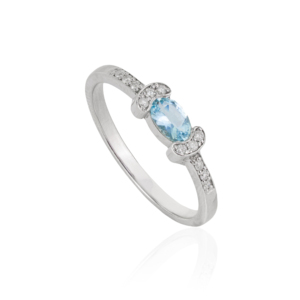 Magnifique bague en argent sterling 925 massif sertie de diamants et d'aquamarine véritable à 100 %, bijoux fins pour femmes - Product Image 3