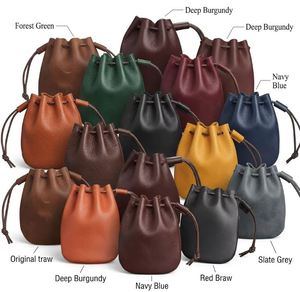 M.AFZAL Porte-monnaie vintage en cuir véritable fait main en cuir de vachette imprimé léopard avec cordon de serrage, mini sac à monnaie avec poche intérieure zippée - Product Image 5