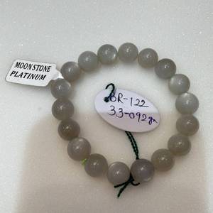 Natural Moonstone Platinum Beaded <b>Bracelet</b> Handmade Gemstone Jewelry Sterling Silver Stretch <b>Bracelet</b> For Women Birthstone Gift - Product Image 1