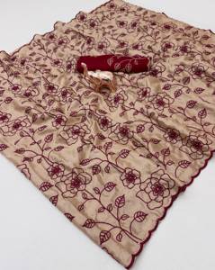 Sari en coton Khadi brodé de qualité supérieure avec un chemisier Bollywood uni, vêtements ethniques traditionnels, collection pour femmes - Product Image 3