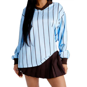 Chemise bleu clair personnalisée unisexe avec rayures noires, maillot de football américain surdimensionné, respirant, en polyester, à séchage rapide, chemise de sport - Product Image 6