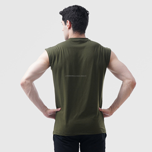 Faible MOQ, débardeur pour homme 100% coton, débardeurs pour homme pour la salle de sport, entraînement, séchage rapide, dos nageur, débardeurs pour homme en vente, service OEM - Product Image 3