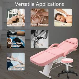 Table de massage hydraulique multifonctionnelle pour esthéticiennes, lit facial 3 sections, chaise de tatouage, deux plateaux, réglable - Product Image 5