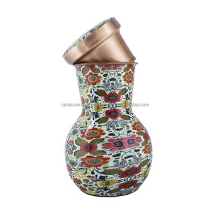 Floral Printed Pure Copper <b>Water</b> Jar High Quality Hot Sale Enamel Copper Bedside <b>Carafe</b> for Drinking <b>Water</b> at Lowest Rate - Product Image 2