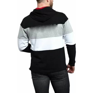Camiseta de punto casual para hombre con capucha, manga corta, 100% algodón, teñido anudado, bloques de color, ribete en contraste, corte regular, anti-bolitas - Product Image 5