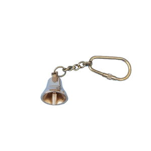 Porte-clés cloche en laiton massif fait main, cloche de bateau nautique avec mousqueton pour hommes et femmes, breloque cloche pour sacs et vélos - Product Image 1