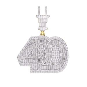 Baguette Moissanite Diamond " 420 " Pendant Necklace Gold Finish Hip Hop Chain Jewelry For Men - Product Image 1