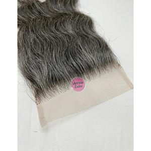 Arrow Exim Cheveux Indiens Gris Naturels pour Closure en Dentelle 5x5, Ondulation Naturelle, Remy, Densité 100%, Raie Centrale, Nœuds Invisibles - Product Image 5