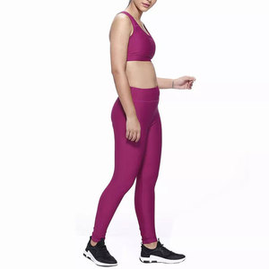 Women Sleek Purple Gym Clothing Set Quick-Dry Training Sports Bra High-Rise Stretch Tights Ladies Sportswear <b>Tracksuit</b> Yoga Set - Product Image 2