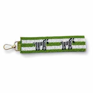 Porte-clés en acier inoxydable tressé perlé, motifs animaux, couleurs changeantes, texte personnalisé, mousqueton, breloques de sac, vert, rose, blanc - Product Image 3