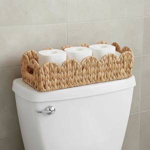 ISLA Handwoven Hyacinth Scalloped Edge Toilet Tank Basket Wicker Organizer <b>Bin</b> for Bathroom Bedroom Kitchen Home Hotel Wholesale - Product Image 2