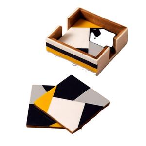 Resin Square Coasters in <b>White</b> Hot Sale Wooden Coaster Eco Friendly Engraved Wood Coaster Tea Cup Mat for Home and Office Uses - Product Image 1