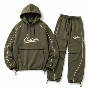 Ensemble de survêtement pour homme avec blocs de couleur, manches longues, col montant, fermeture éclair, style sportif, respirant, en polyester, pour l'automne - Product Image 2