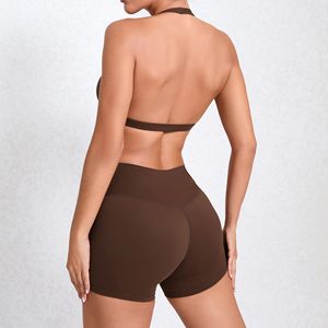 Vêtements de sport pour femmes, tenue de yoga active, vêtements de fitness, ensemble de shorts pour femmes, style biker, deux pièces - Product Image 4