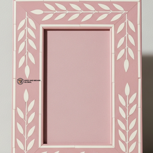 Luna Floral Bone Inlay <b>Photo</b> <b>Frame</b> in <b>Pink</b> Finish Handmade <b>Pink</b> Bone Inlay Decorative Picture <b>Frame</b> - Product Image 2