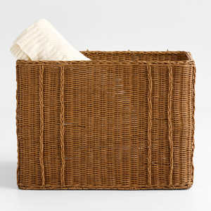 Sturdy Rattan <b>Storage</b> <b>Basket</b> With Lid Handwoven Organizer <b>Basket</b> <b>Large</b> <b>Storage</b> <b>Basket</b> For Laundry <b>Storage</b> And Home Organization - Product Image 4