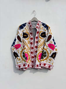 Women's Hand Stitched Suzani Quilted Jacket Ethnic Embroidered Winter <b>Coat</b> Full Sleeves Handmade Boutique Fashion Outerwear - Product Image 2