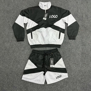 ชุดเซ็ตสองชิ้นสำหรับผู้ชายแบบสปอร์ต ผ้าไนลอนกันลม พิมพ์โลโก้ตามสั่ง ขายส่ง - Product Image 4