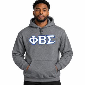 Sudadera con Capucha Premium de Sarga con Letras Phi Beta Sigma y Diseño de Símbolo Griego en el Pecho, Estilo Cómodo Tipo Pullover con Dobladillo Acanalado - Product Image 1
